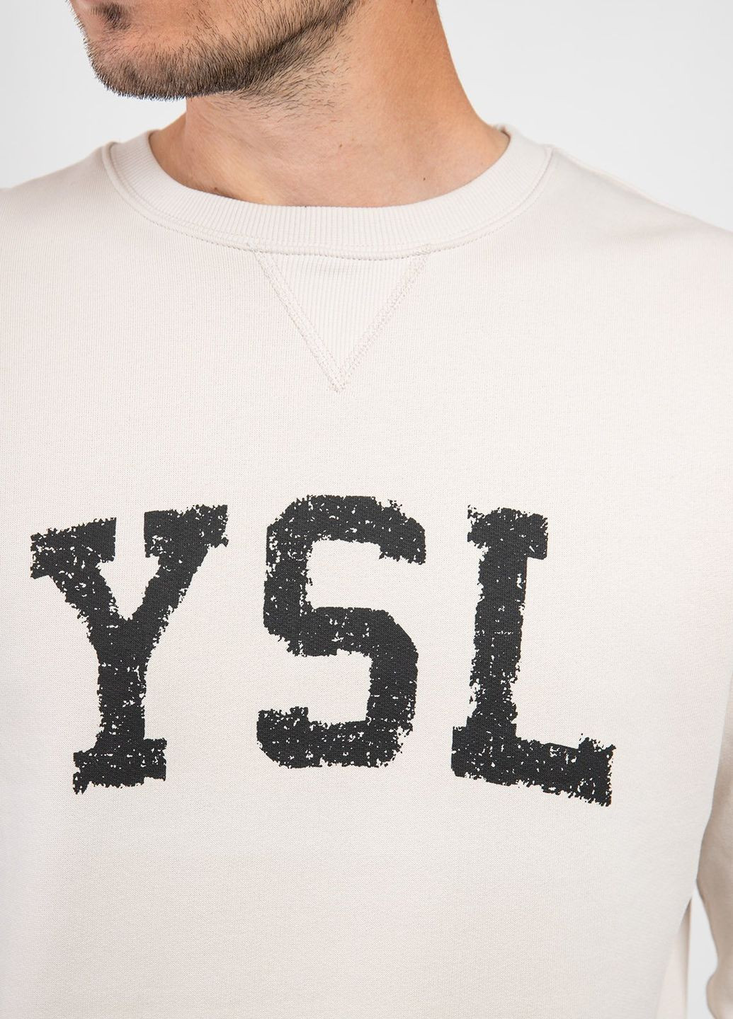 Бежевый хлопковый свитшот с лого Yves Saint Laurent - крой бежевый кэжуал - (277281475)