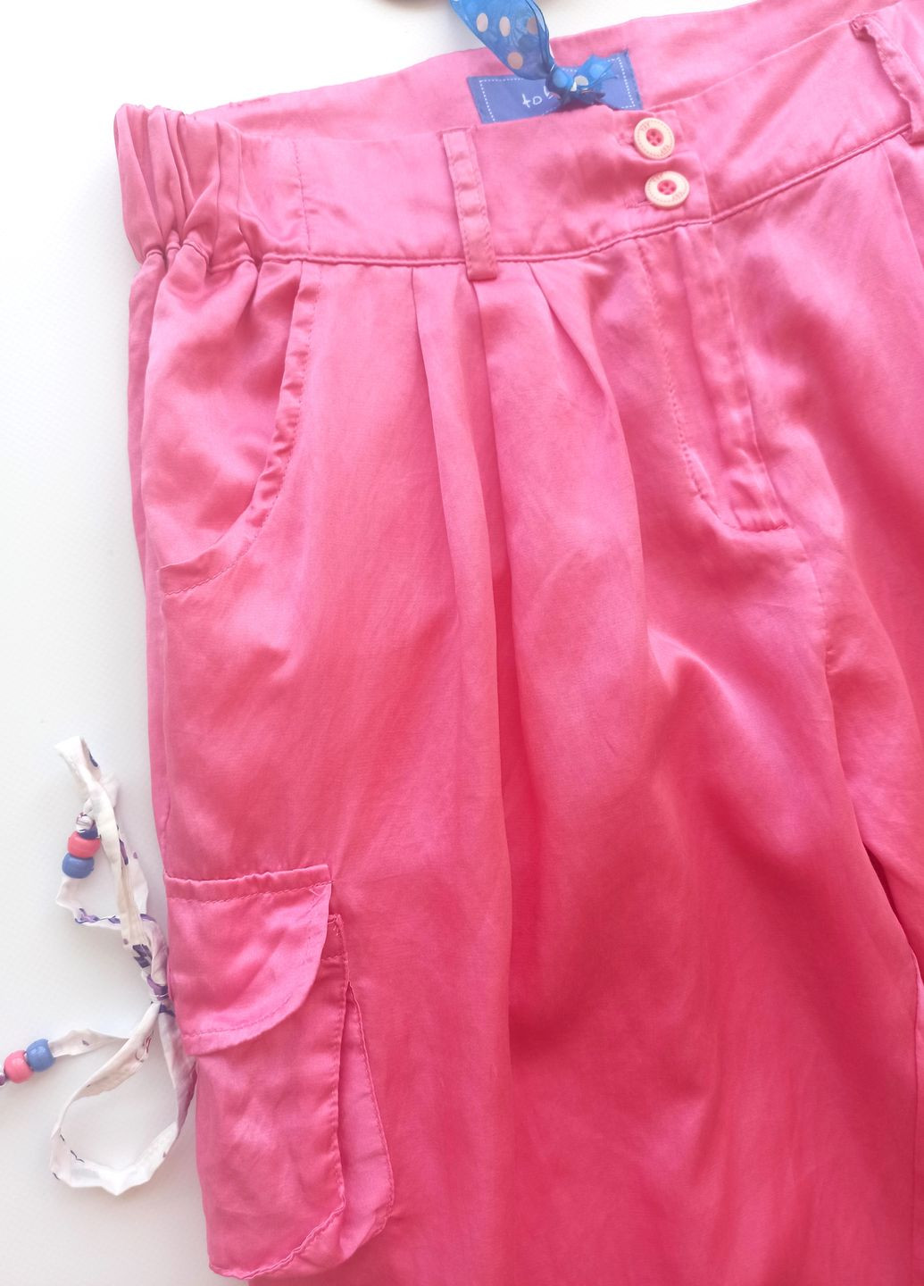 Штани-капрі (джогери, карго) шовкові для дівчини TF5801 рожеві To Be Too (277365808)
