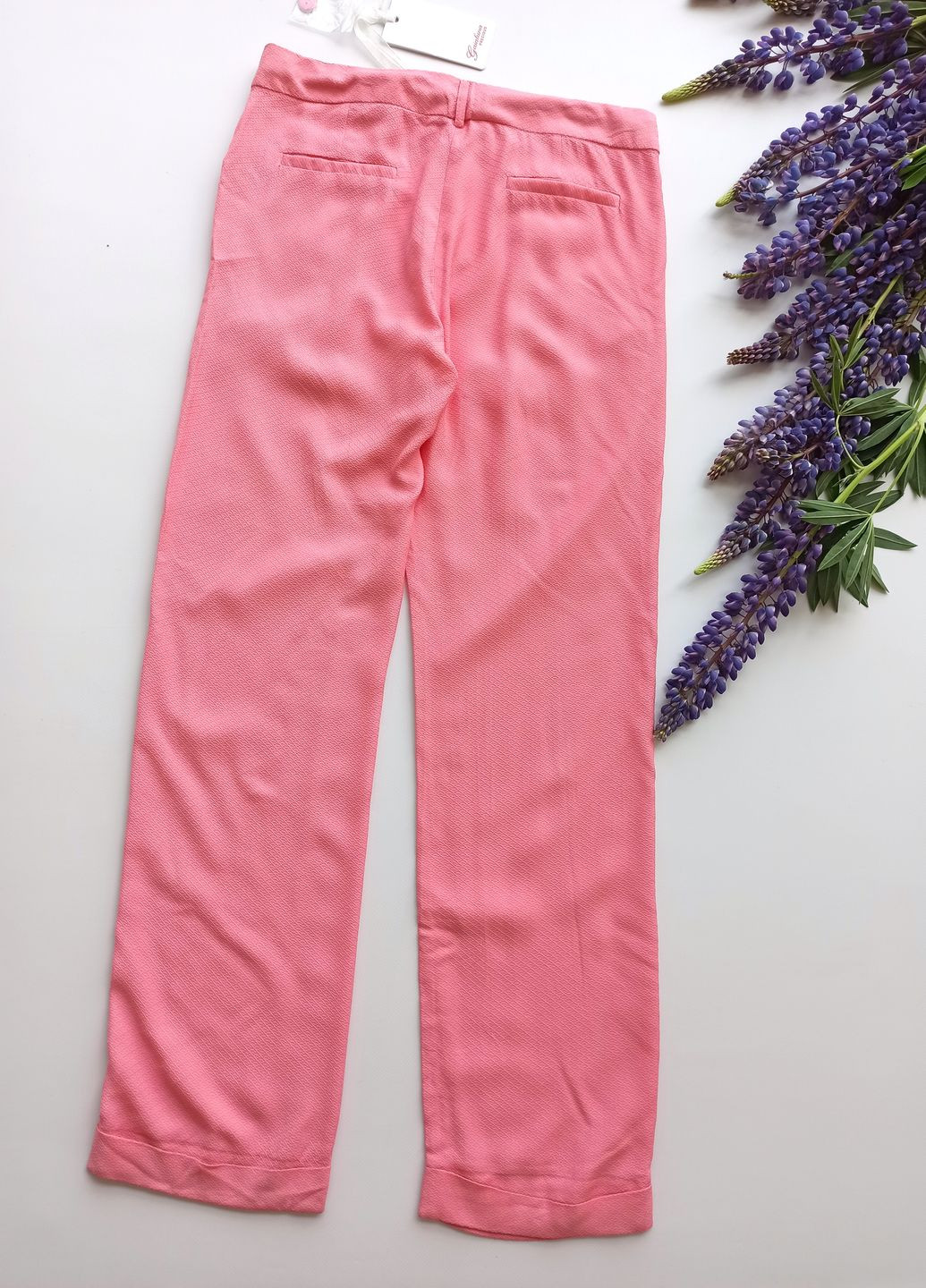 Розовые праздничный, коктейльный, классические, повседневный, кэжуал, нарядные летние прямые брюки Gaialuna