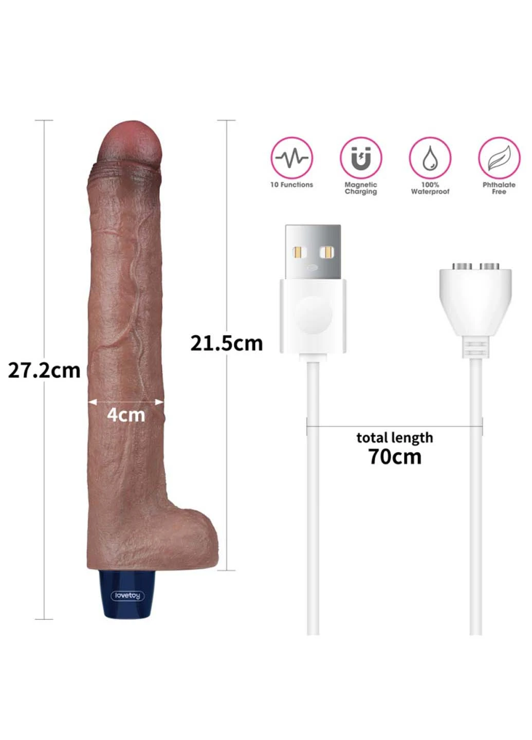 Мультискоростной вибратор Real Softee Rechargeable Silicone Vibrating Dildo 10.5 Lovetoy (277608422)