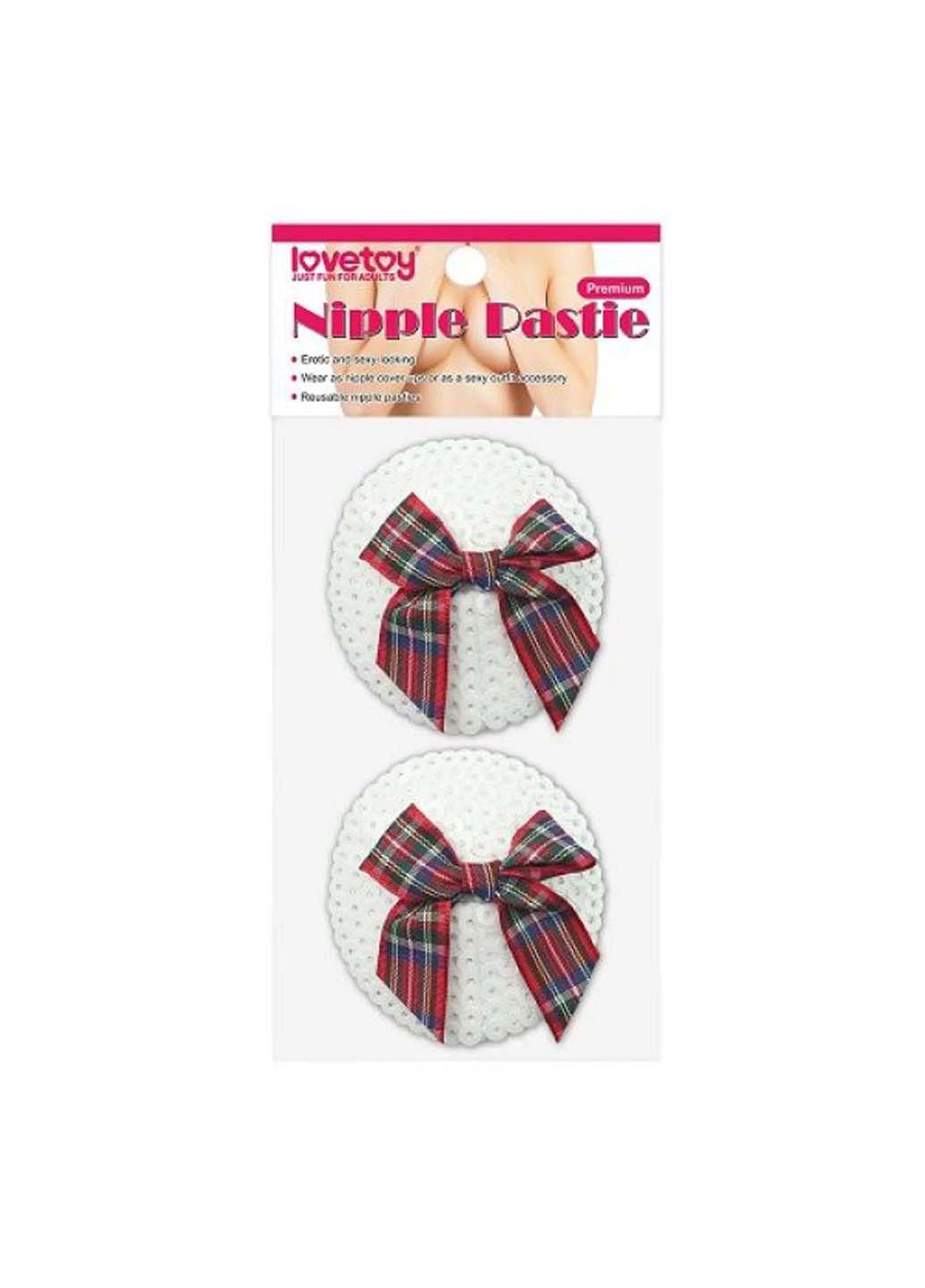 Стікіні з бантиками школярки Reusable Sequin Round Nipple Pasties Lovetoy (277608429)