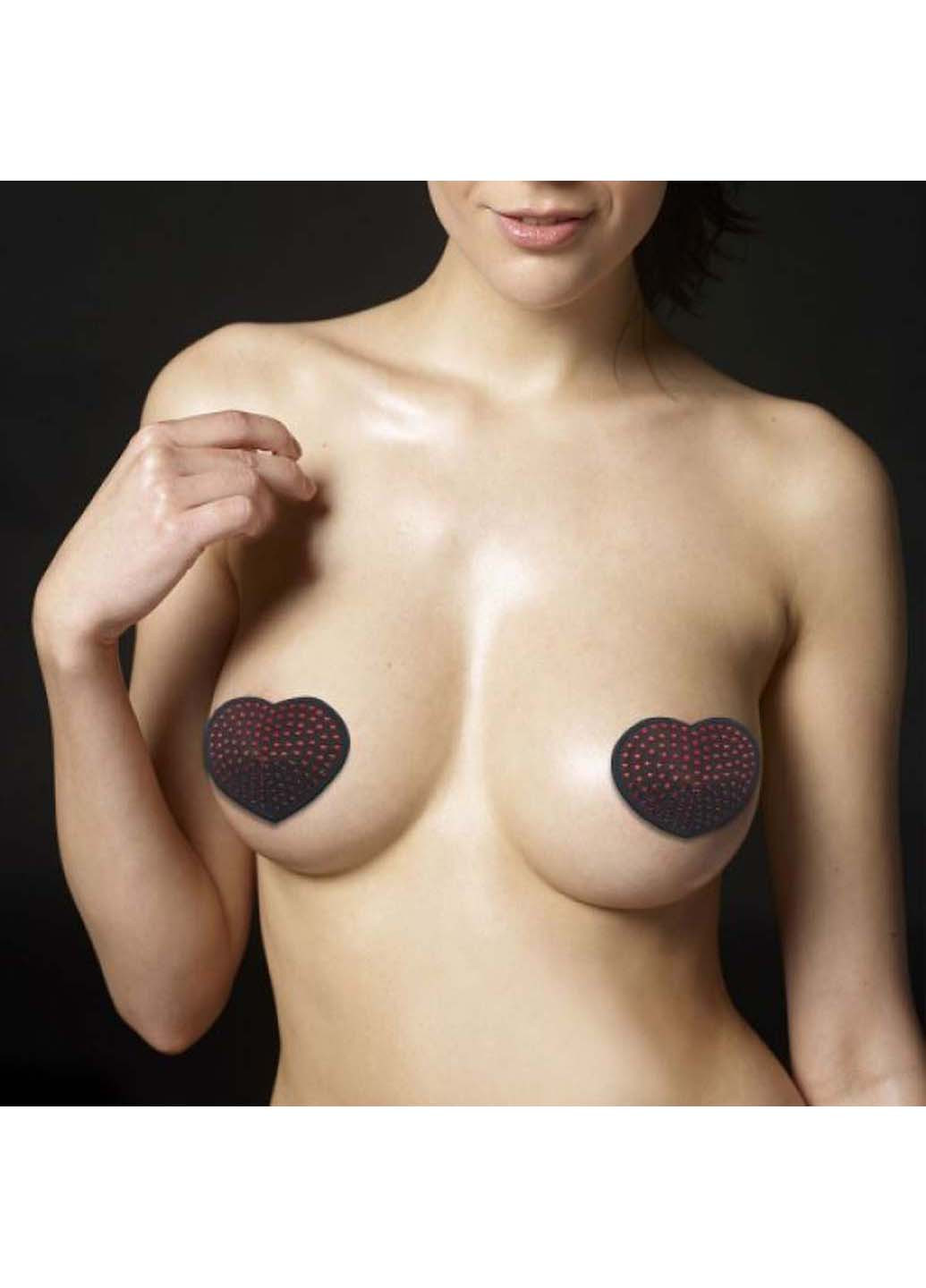 Стікіні з червоними горошинками Reusable Red Diamond Heart Nipple Pasties Lovetoy (277608401)