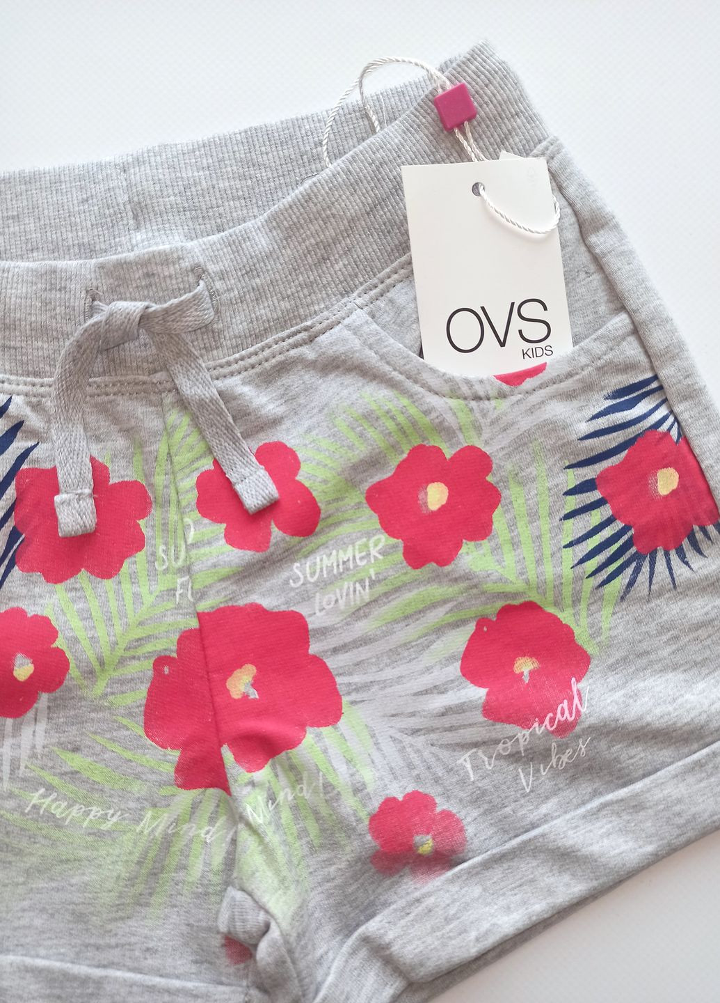 Голубой летний комплект костюм для девочки футболка + шорти OVS