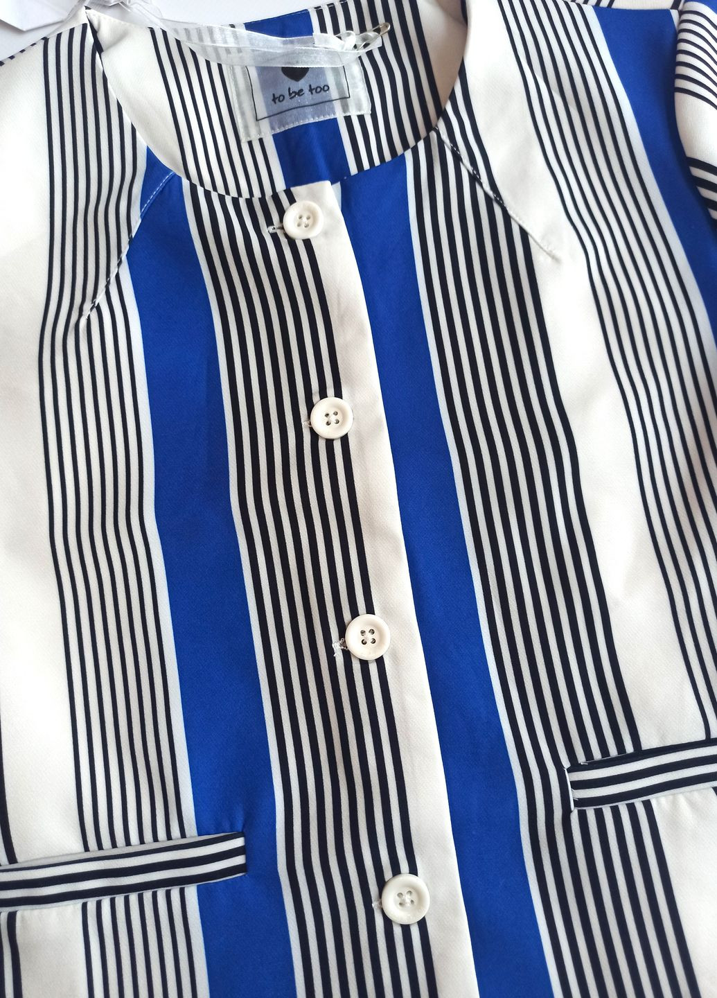 Синій демісезонний комплект костюм для дівчинки жакет tf15174 + спідниця tf15164 синій/білий в полоску To Be Too