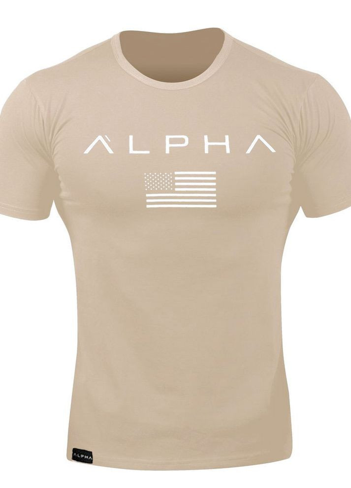 Бежевая мужская футболка Alpha