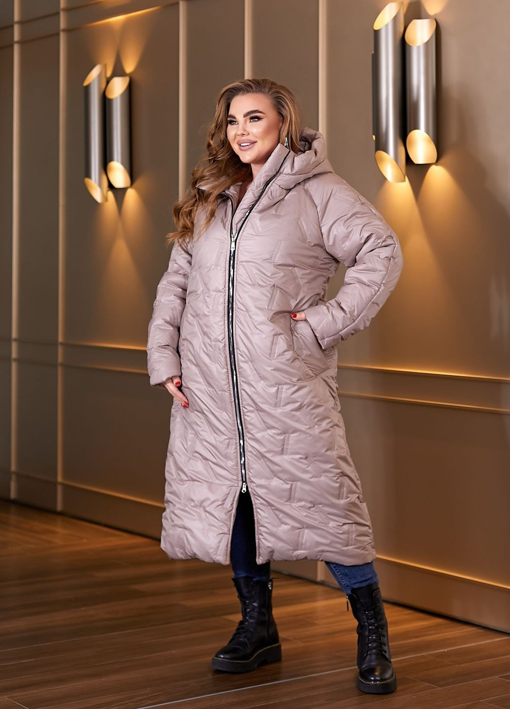 Бежевая зимняя зимняя куртка-пальто куртка-пальто No Brand