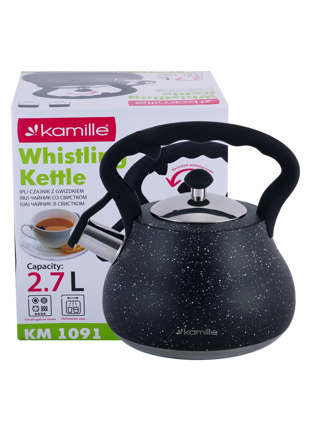 Чайник зі свистком та нейлоновою ручкою Kamille (277692517)