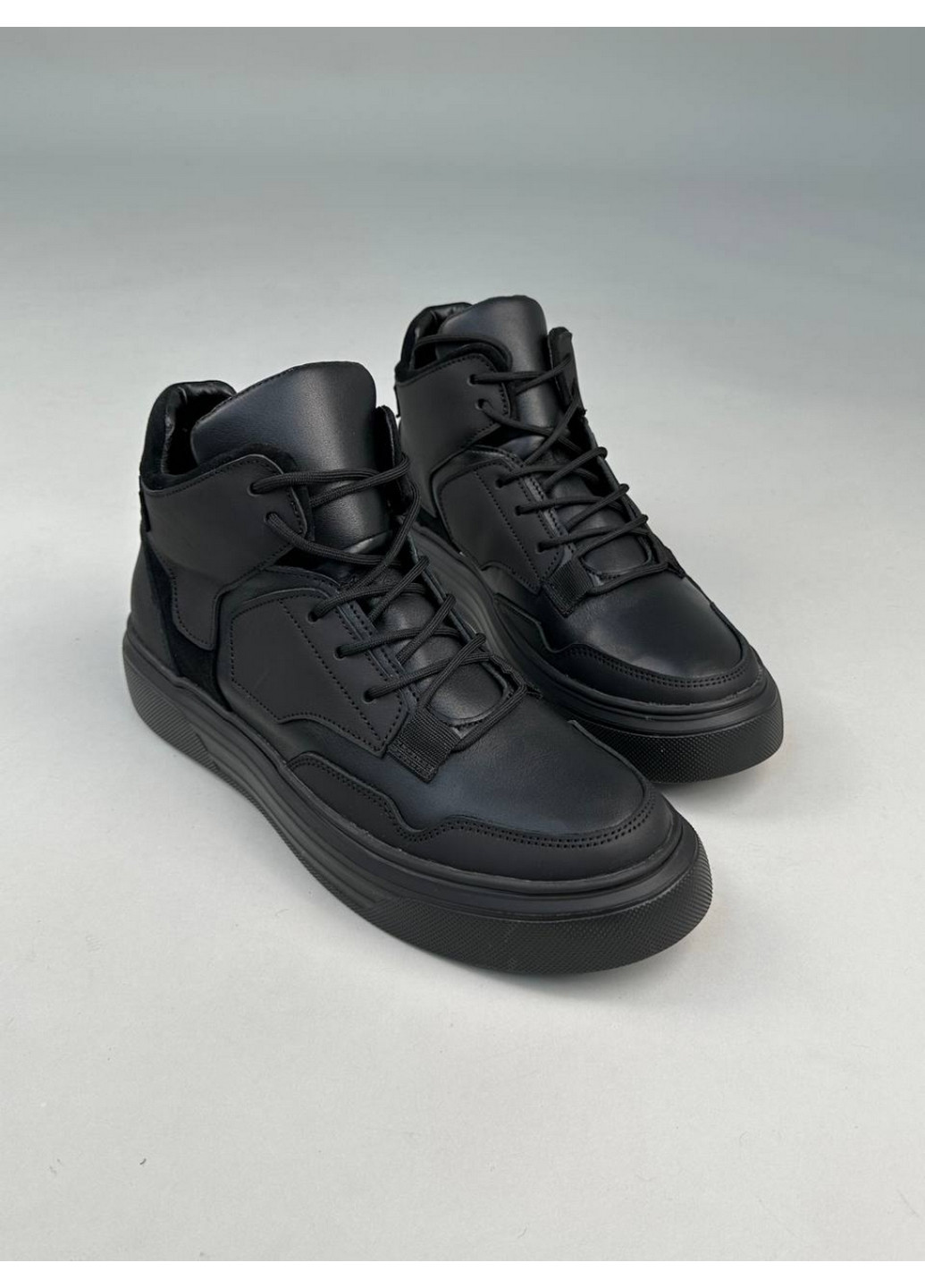 Черные осенние кожаные мужские ботинки VZUTIK