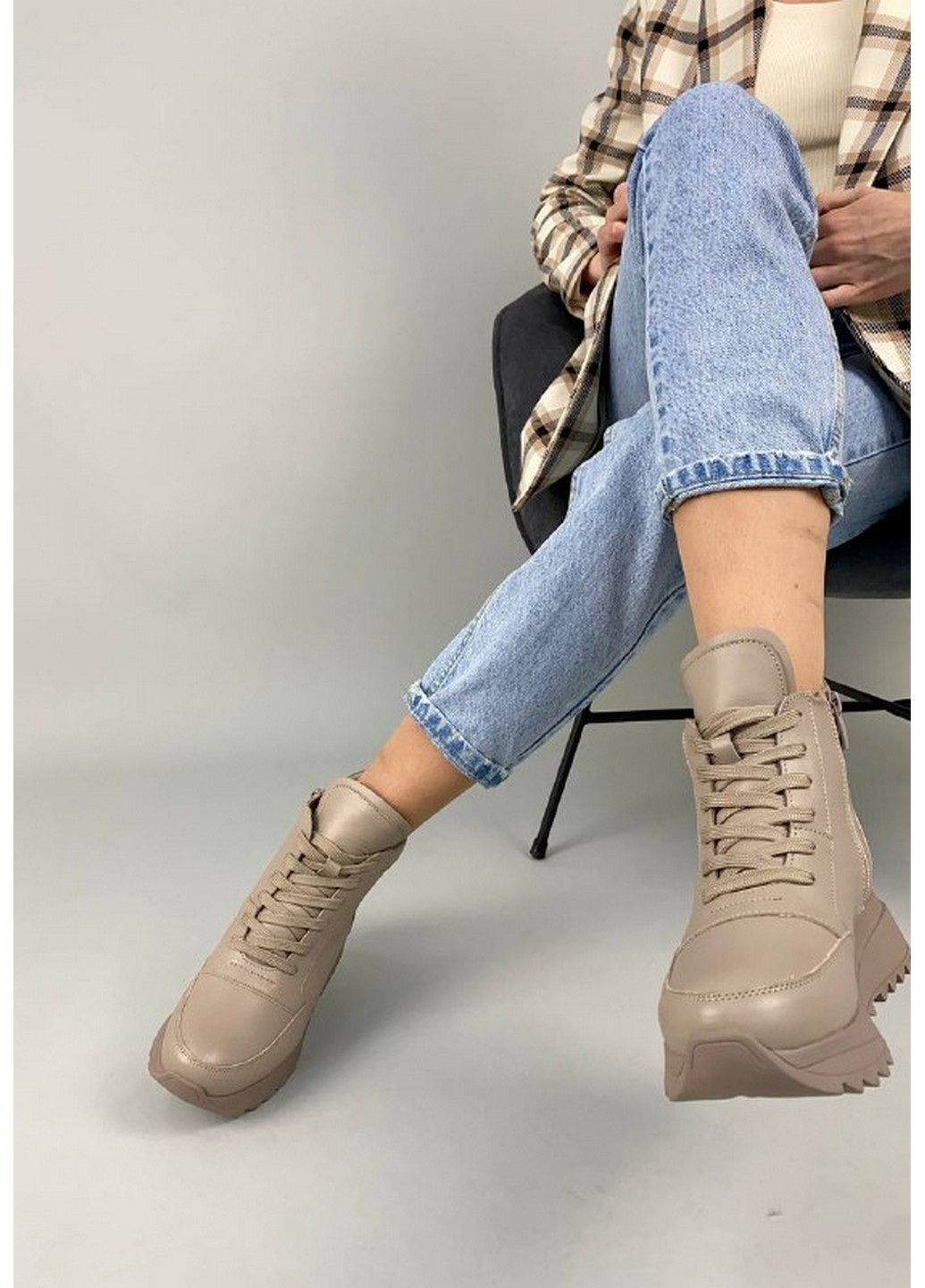Кожаные женские кроссовки VZUTIK бежевые всесезоны (277693653)