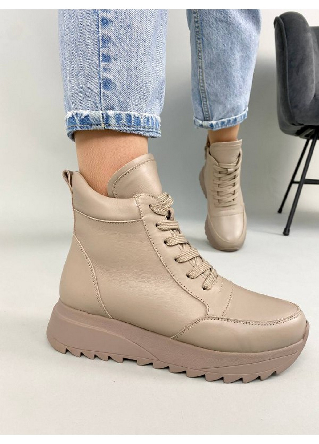 Кожаные женские кроссовки VZUTIK бежевые всесезоны (277693653)