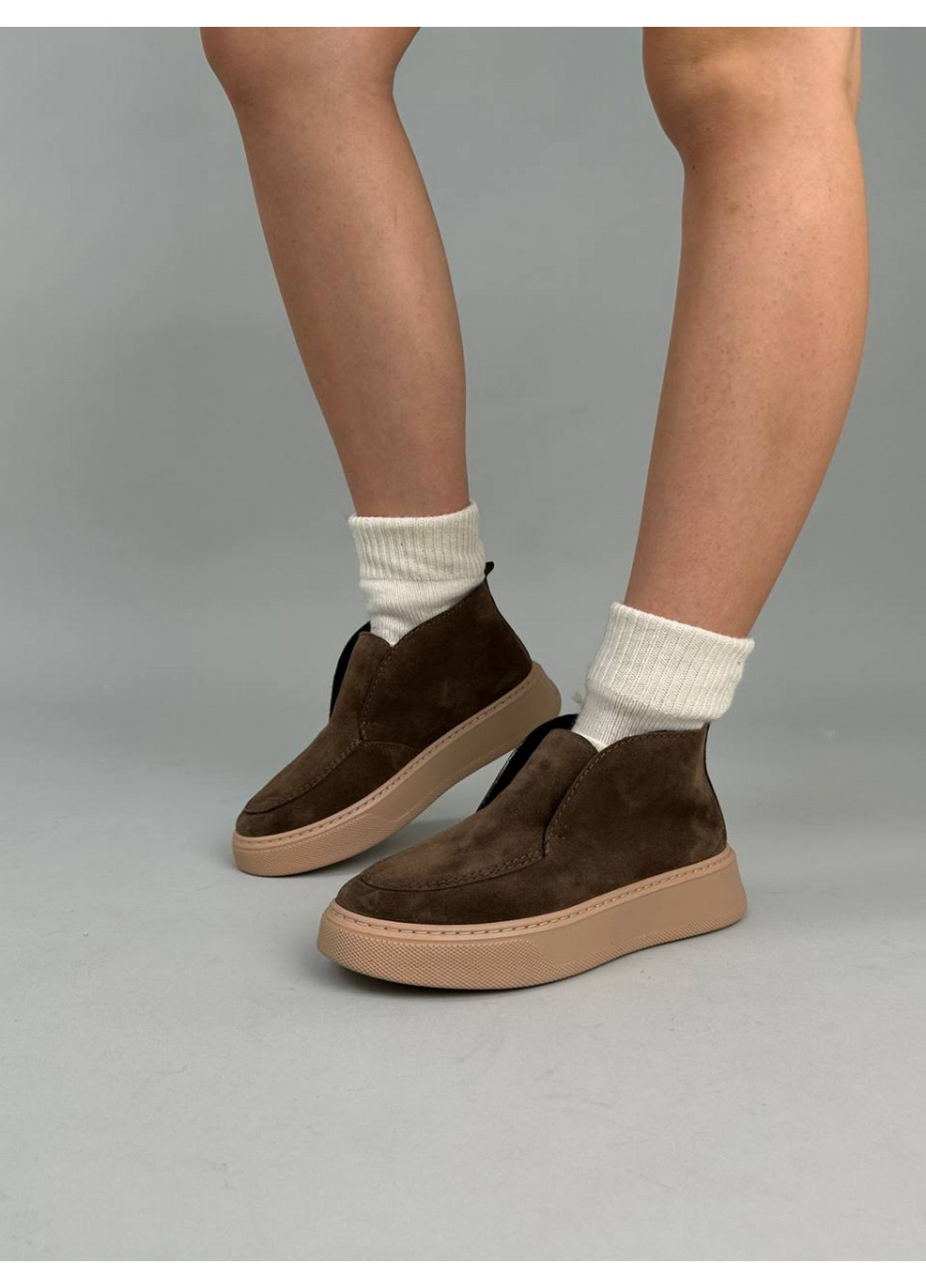 VZUTIK Женские замшевые лоферы коричневый з натуральная замша, украина — всесезон (277693675)