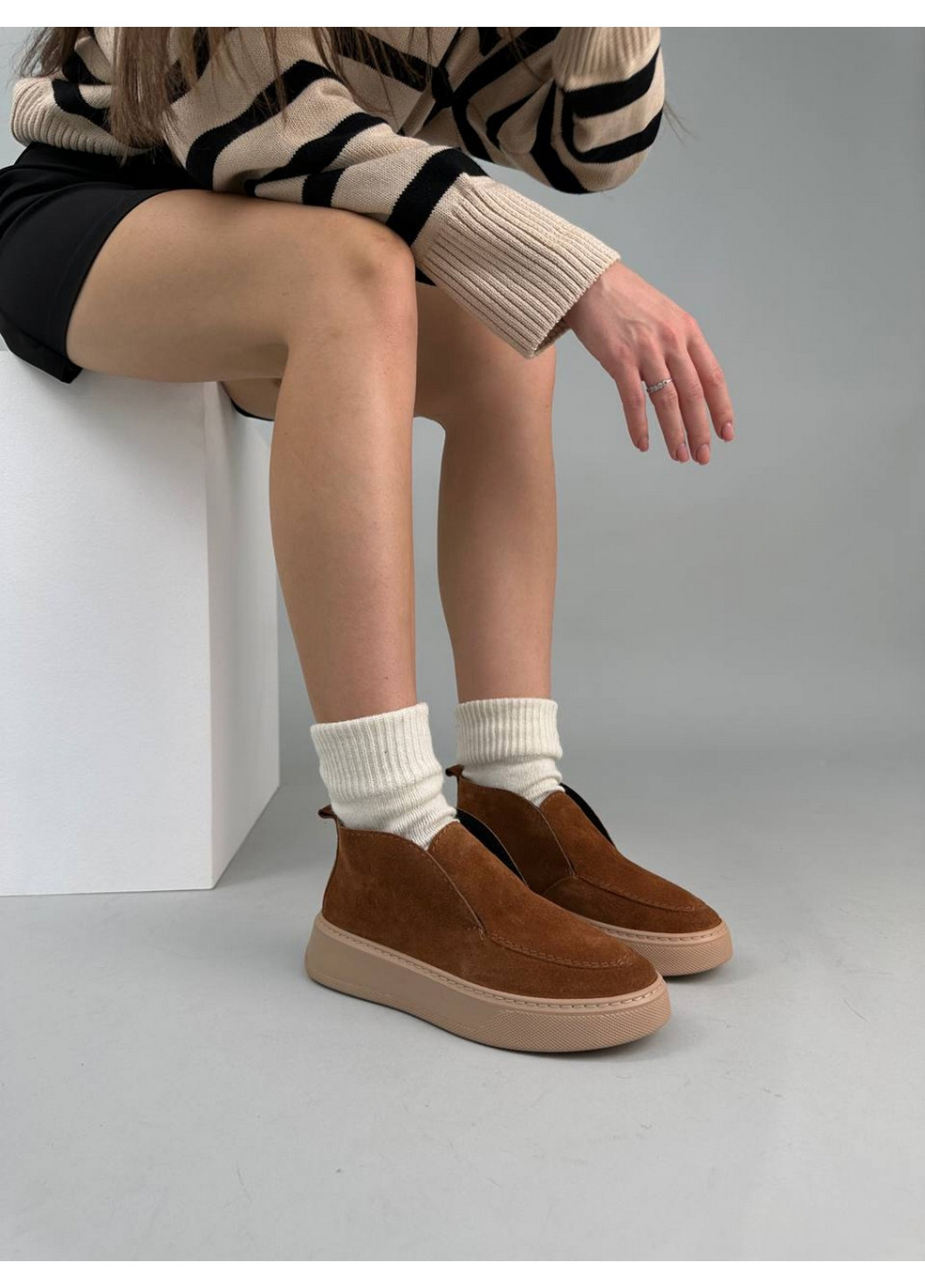 VZUTIK Женские замшевые лоферы оранжевый з натуральная замша, украина — всесезон (277692890)