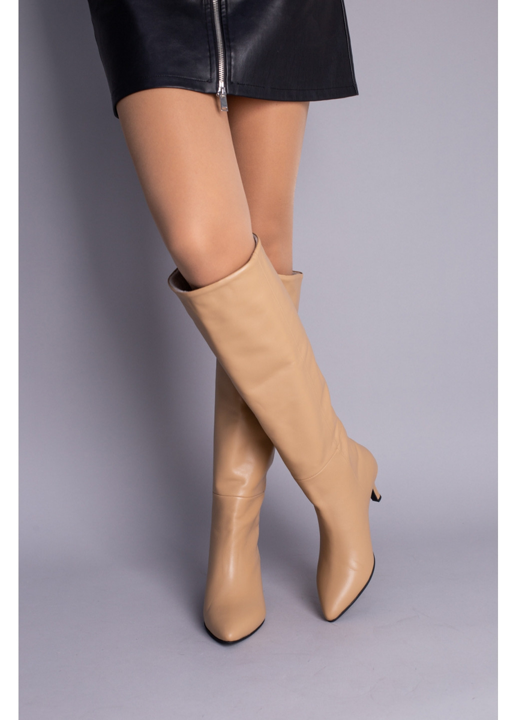 Шкіряні жіночі чоботи-труби VZUTIK (277692965)