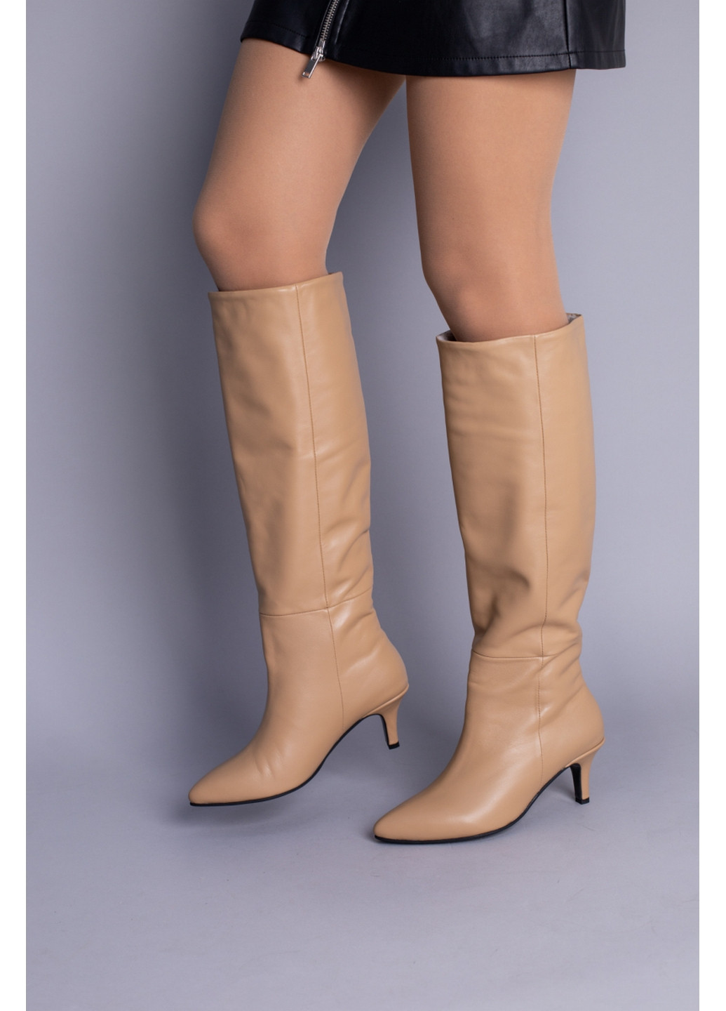Шкіряні жіночі чоботи-труби VZUTIK (277692965)