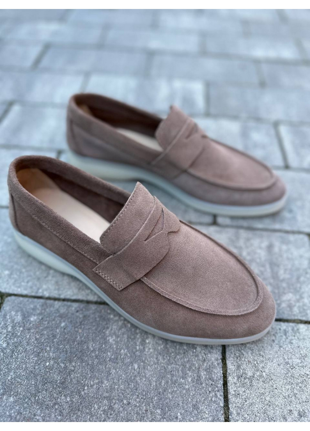 VZUTIK Жіночі замшеві лофери пісочний з натуральна замша, україна — всесезон (277692842)