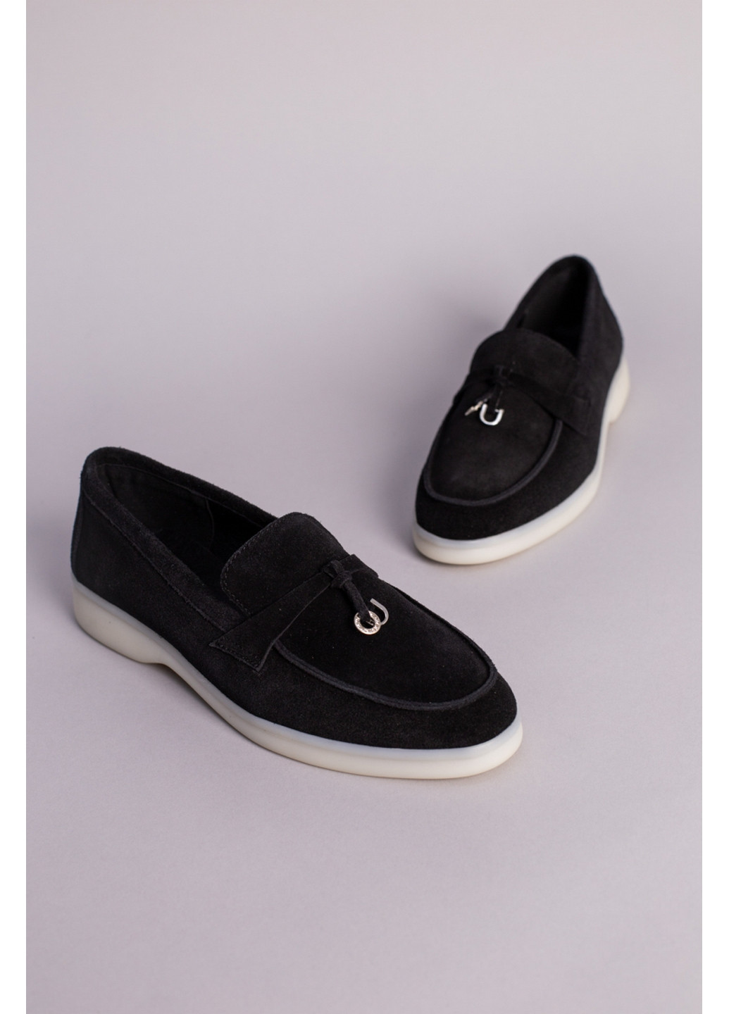 VZUTIK Замшеві жіночі лофери чорний з натуральна замша, україна — всесезон (277690931)