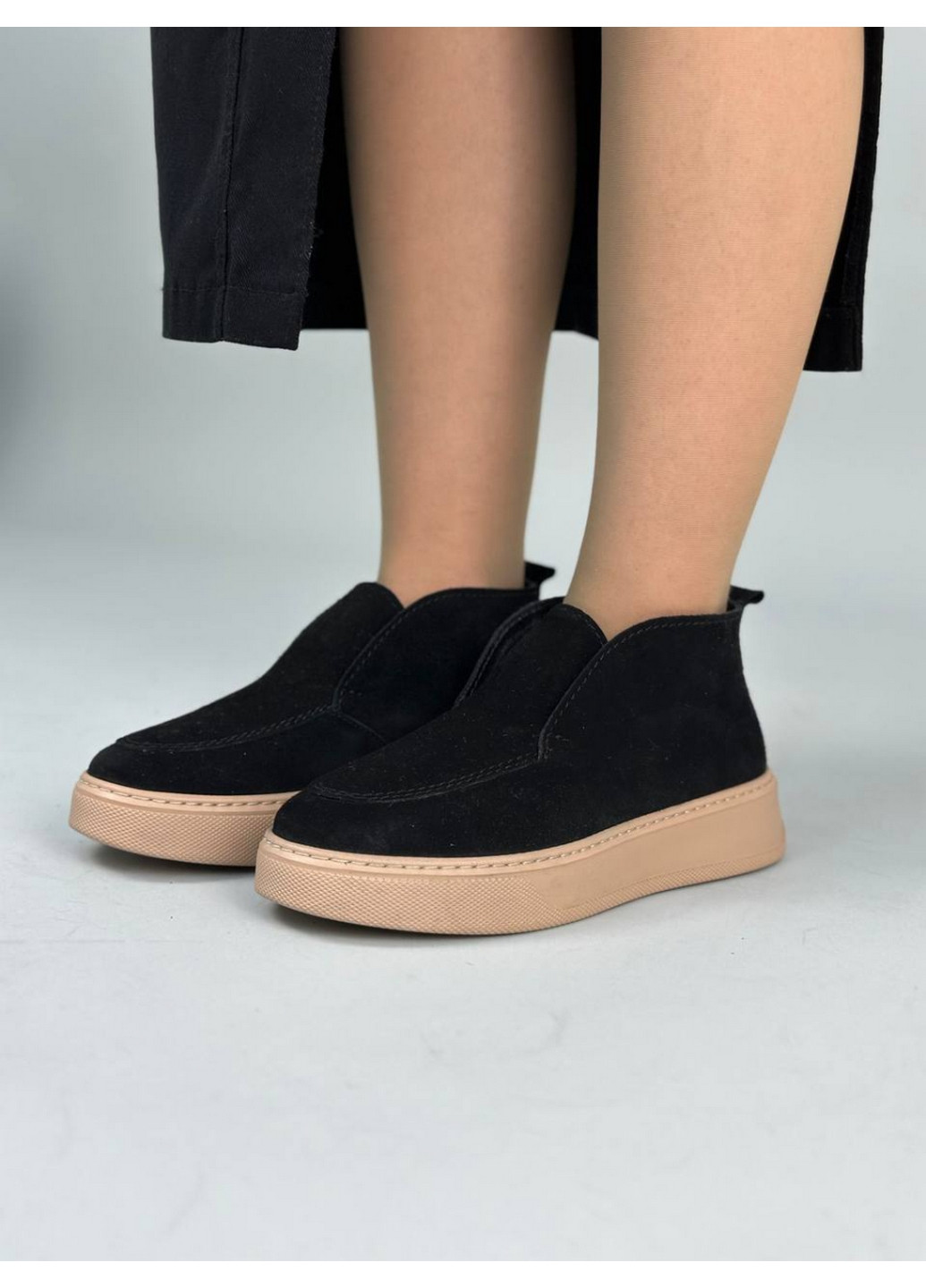 VZUTIK Женские замшевые лоферы черный з натуральная замша, украина — всесезон (277689990)