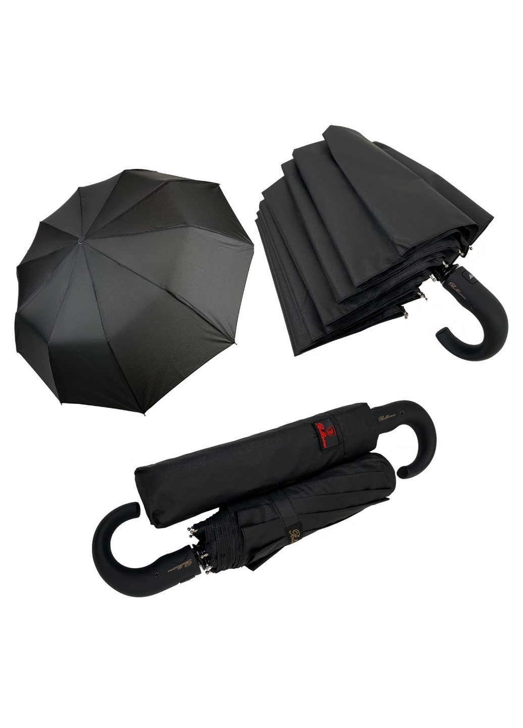 Чёрный складной мужской зонт полуавтомат Bellissima (277693234)