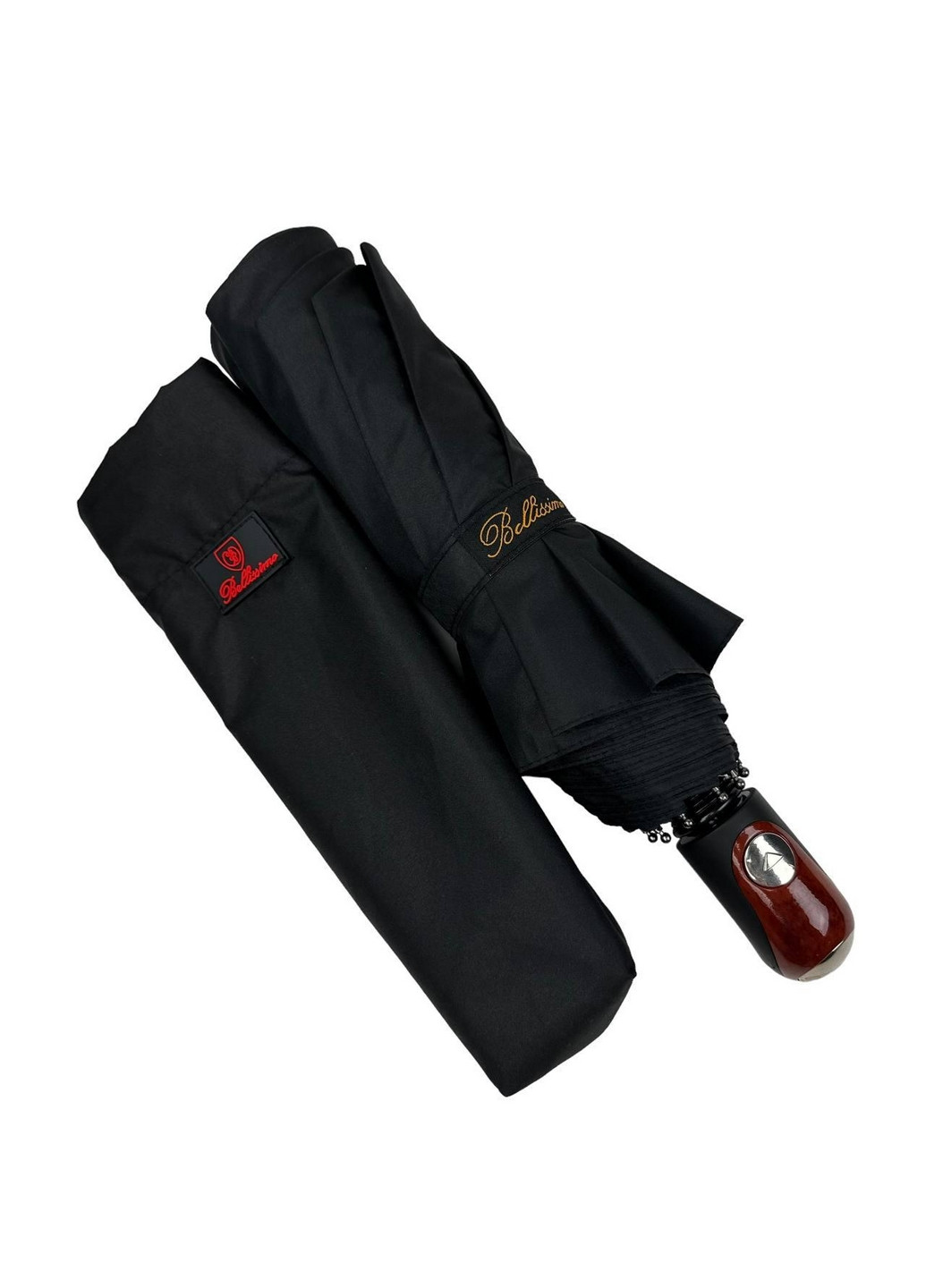 Чорна складна чоловіча парасолька напівавтомат Bellissima (277690198)