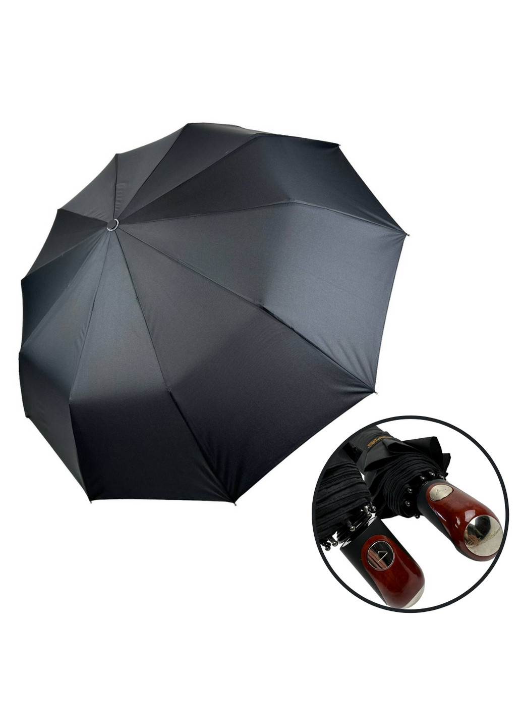 Чорна складна чоловіча парасолька напівавтомат Bellissima (277690198)