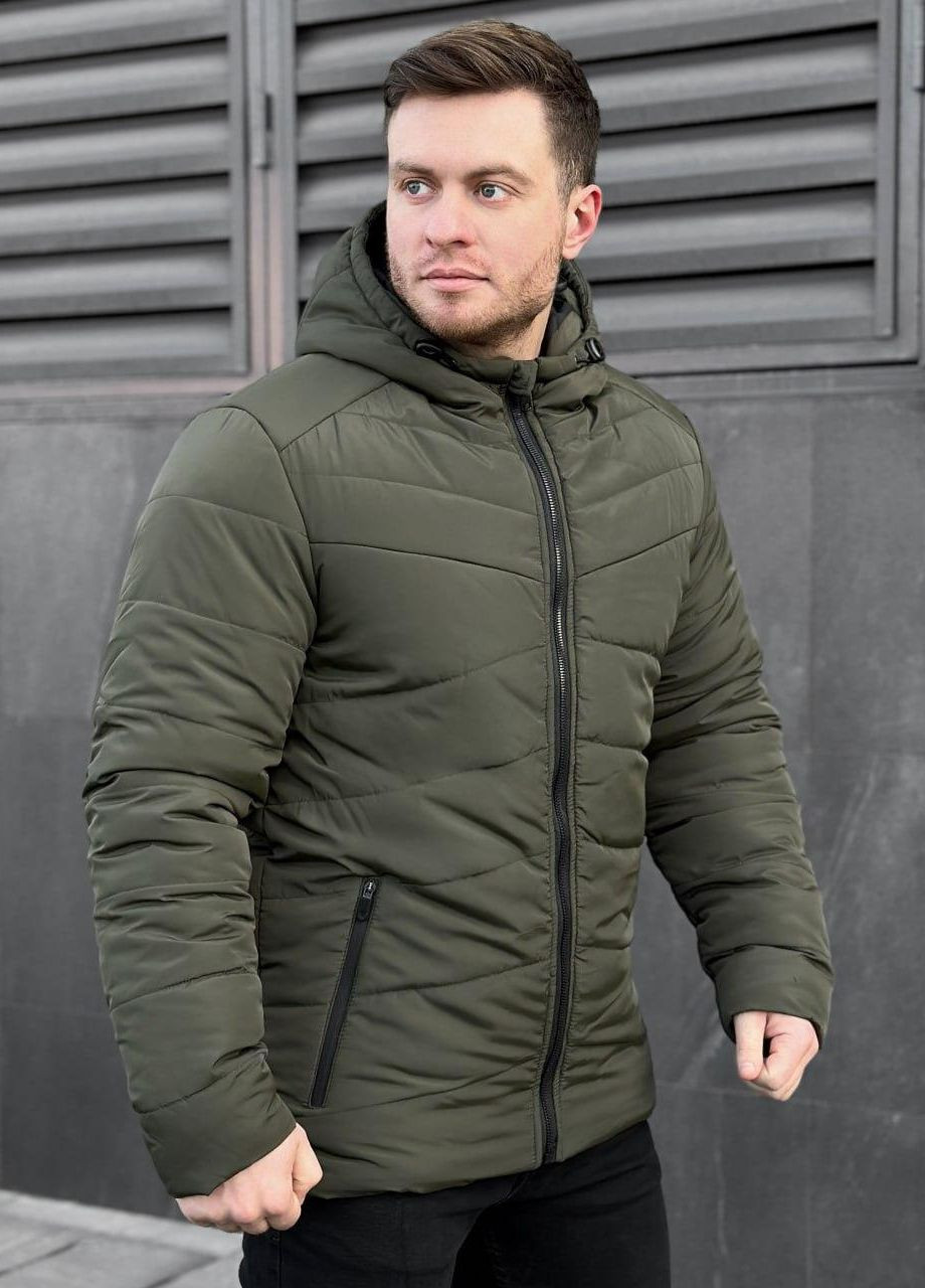 Оливковая (хаки) зимняя мужская зимняя стеганная куртка s m l xl ххl(46 48 50 52 54) хаки No Brand