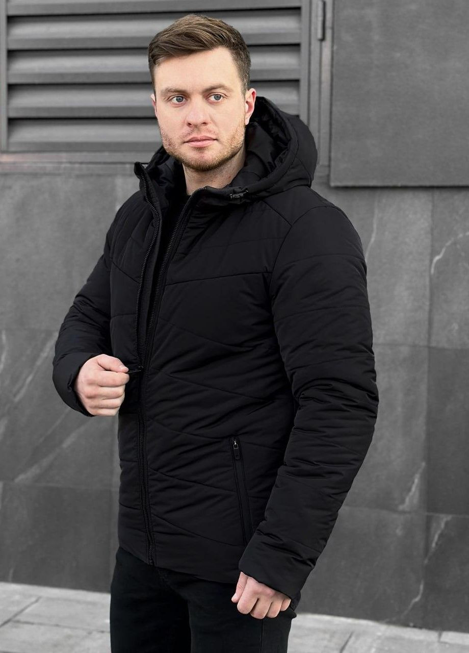 Чорна зимня чоловіча зимова стьобана куртка s m l xl 2xl(46 48 50 52 54) чорна No Brand