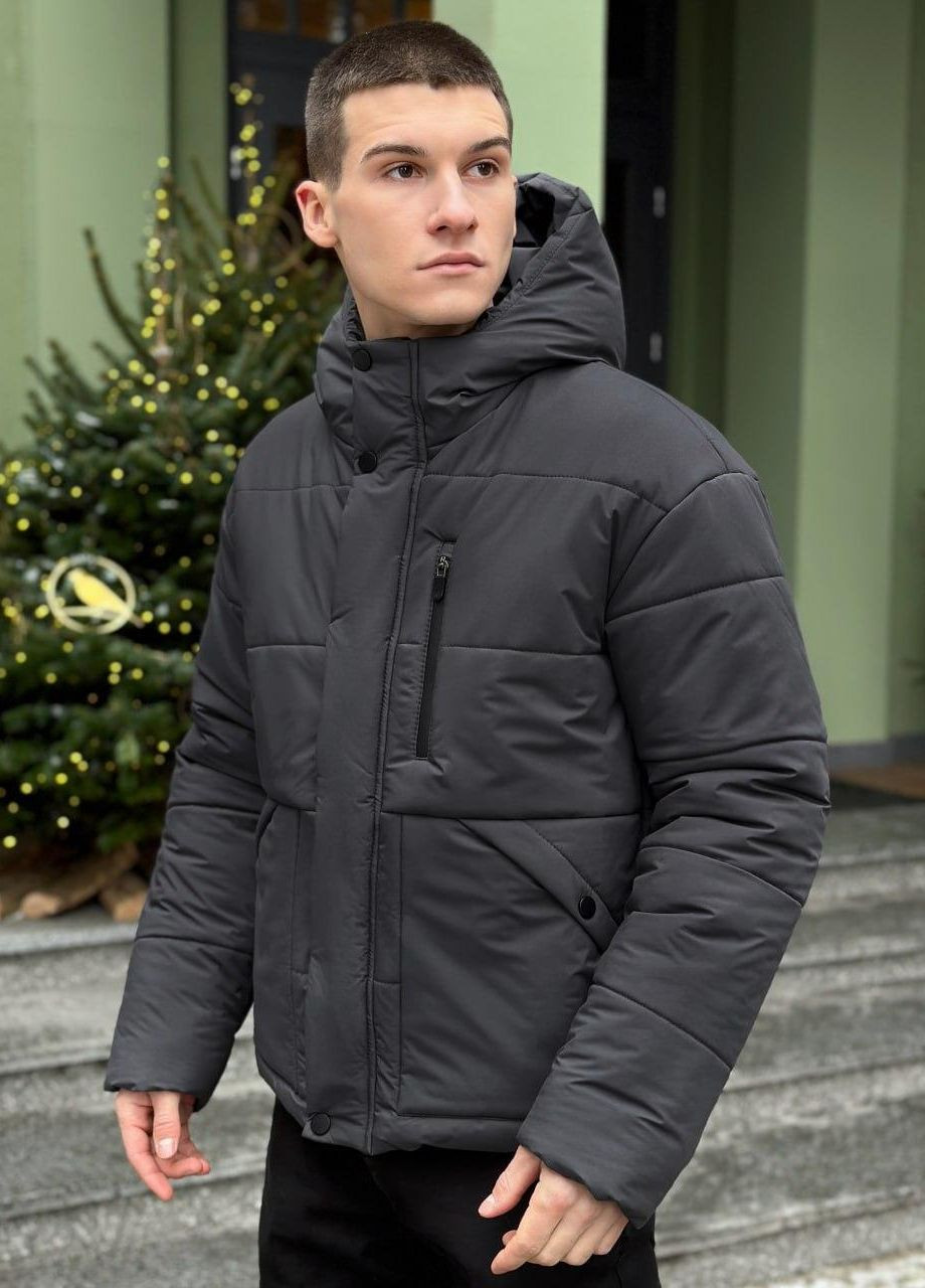 Темно-сіра зимня чоловіча зимова куртка s m l xl 2xl(46 48 50 52 54) темно-сірий No Brand