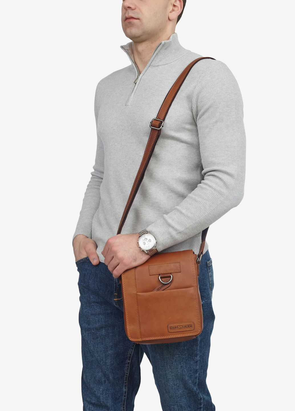 Сумка чоловіча шкіряна месенджер маленька Messenger HILL BURRY (277963283)
