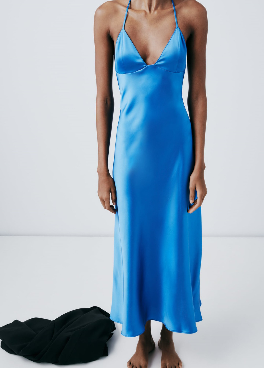 Светло-синее домашнее платье Zara однотонное