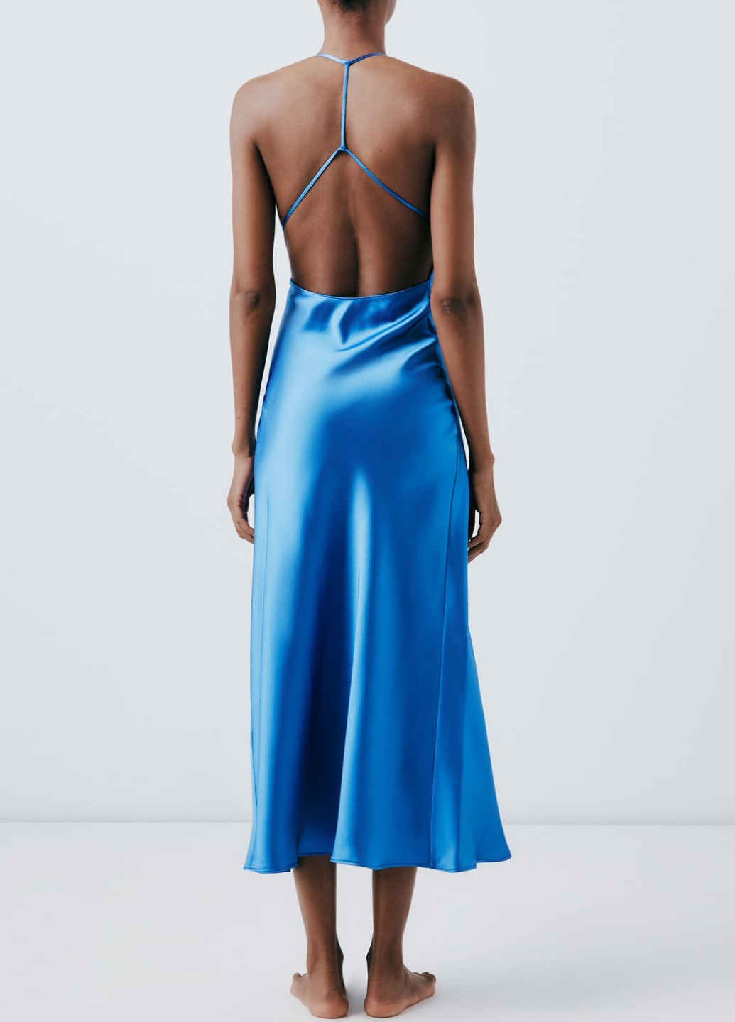 Светло-синее домашнее платье Zara однотонное