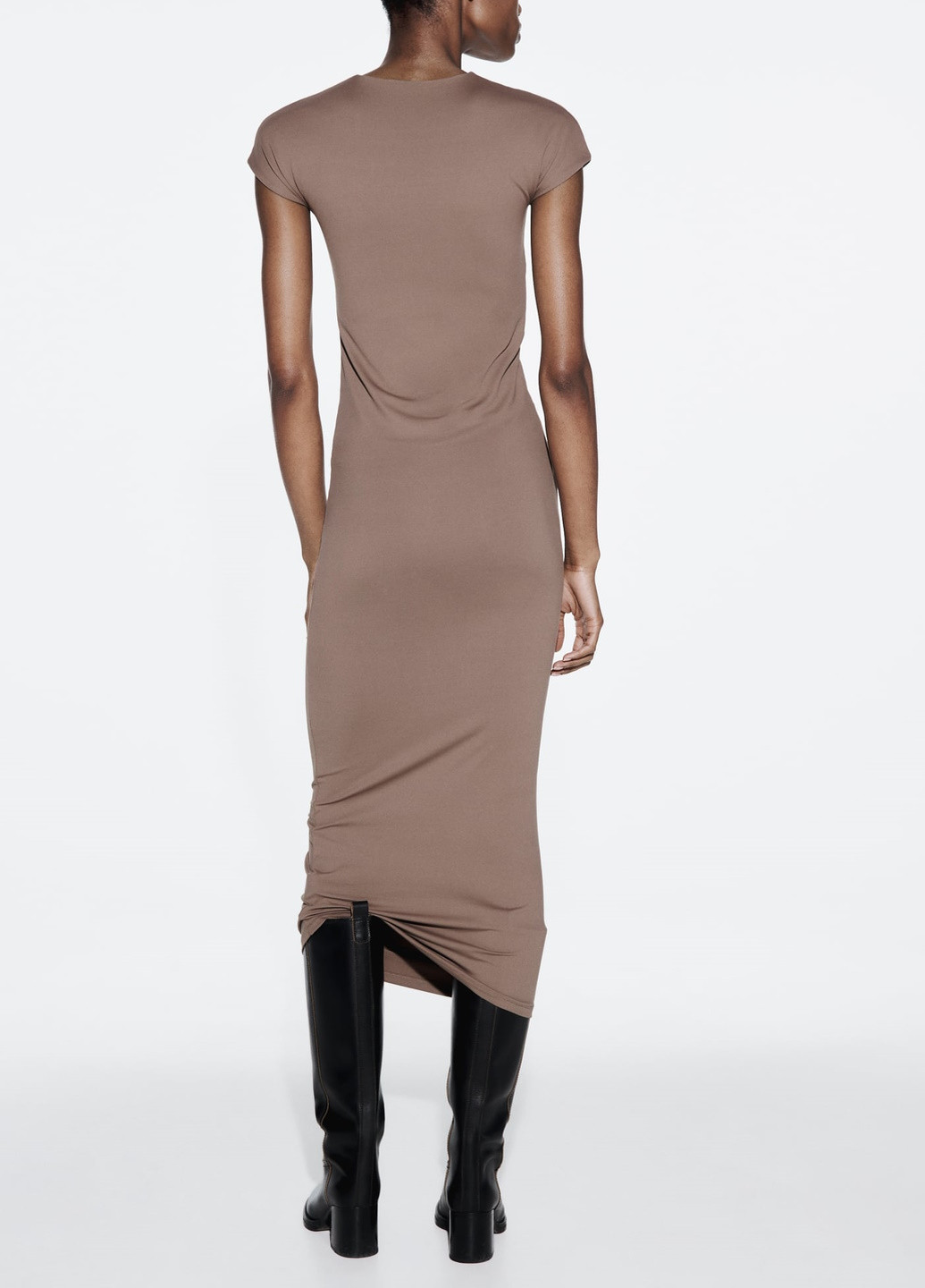 Светло-коричневое повседневный платье Zara однотонное