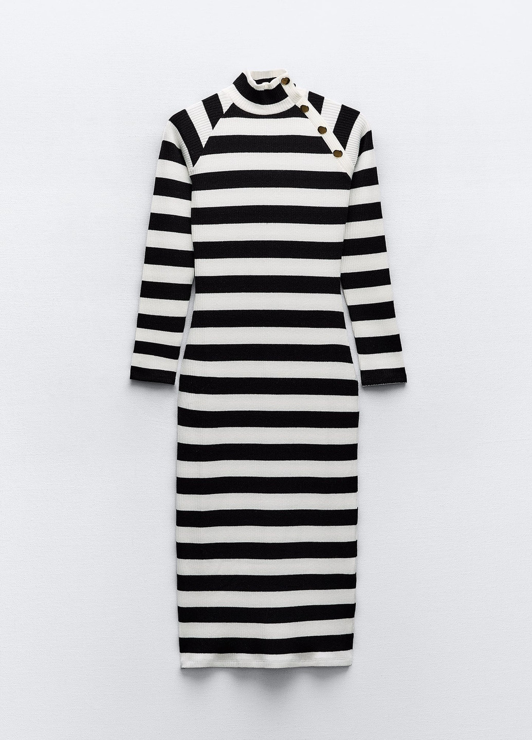 Черно-белое повседневный платье Zara в полоску