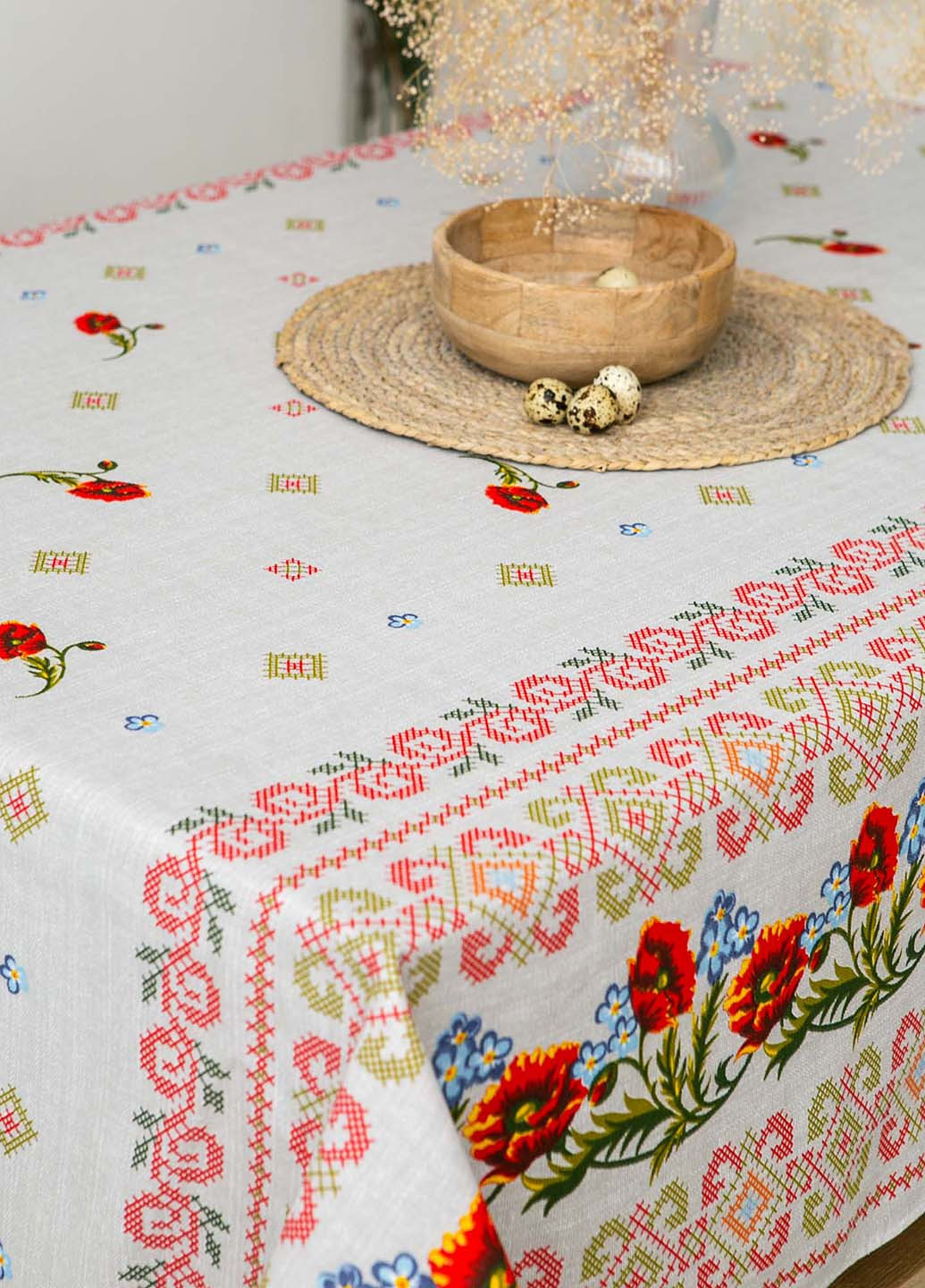 Скатертина лляна "Сірий мак" 1.5м х 1.5м (квадратна на круглий стіл) Homedec - (277752452)