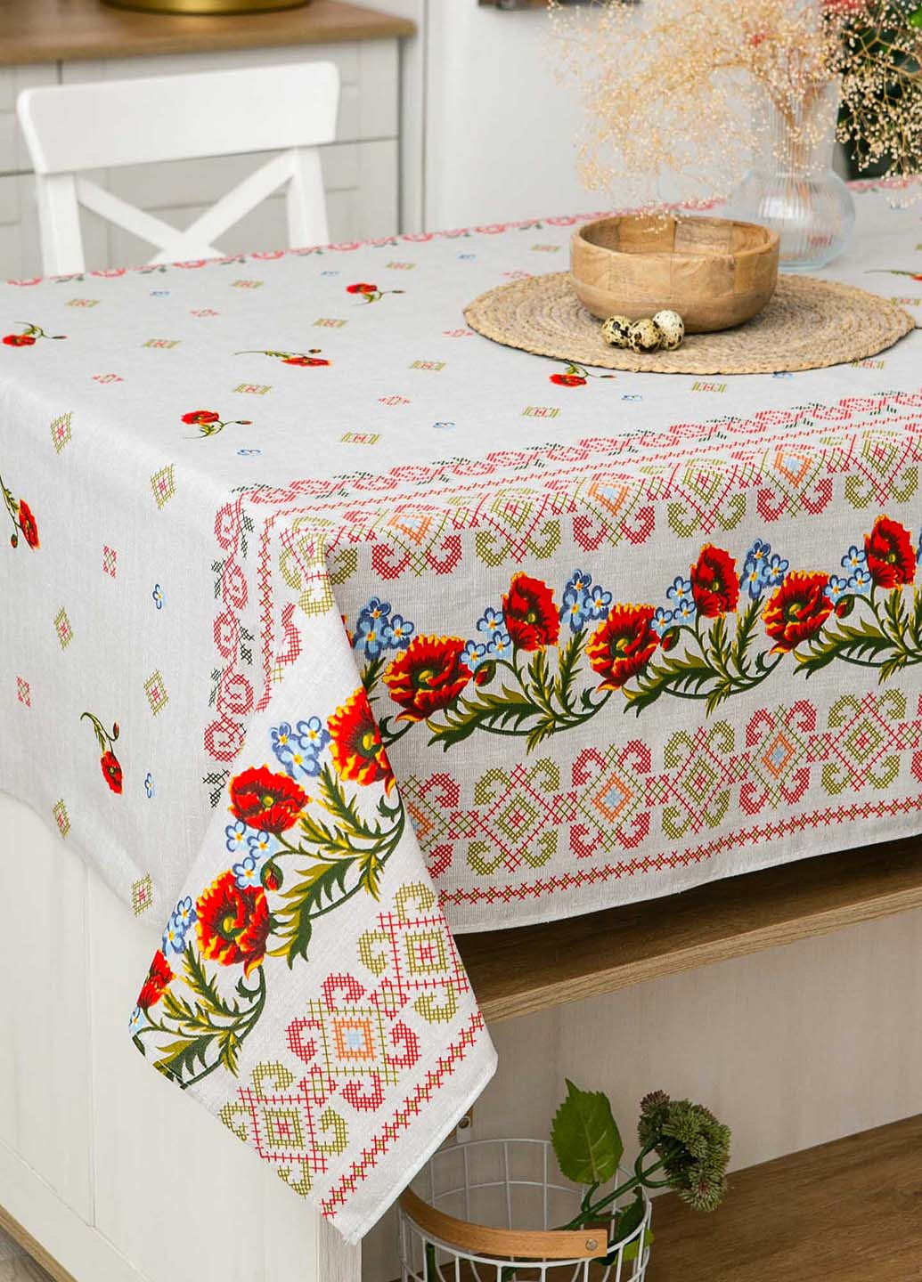 Скатертина лляна "Сірий мак" 1.5м х 1.5м (квадратна на круглий стіл) Homedec - (277752452)