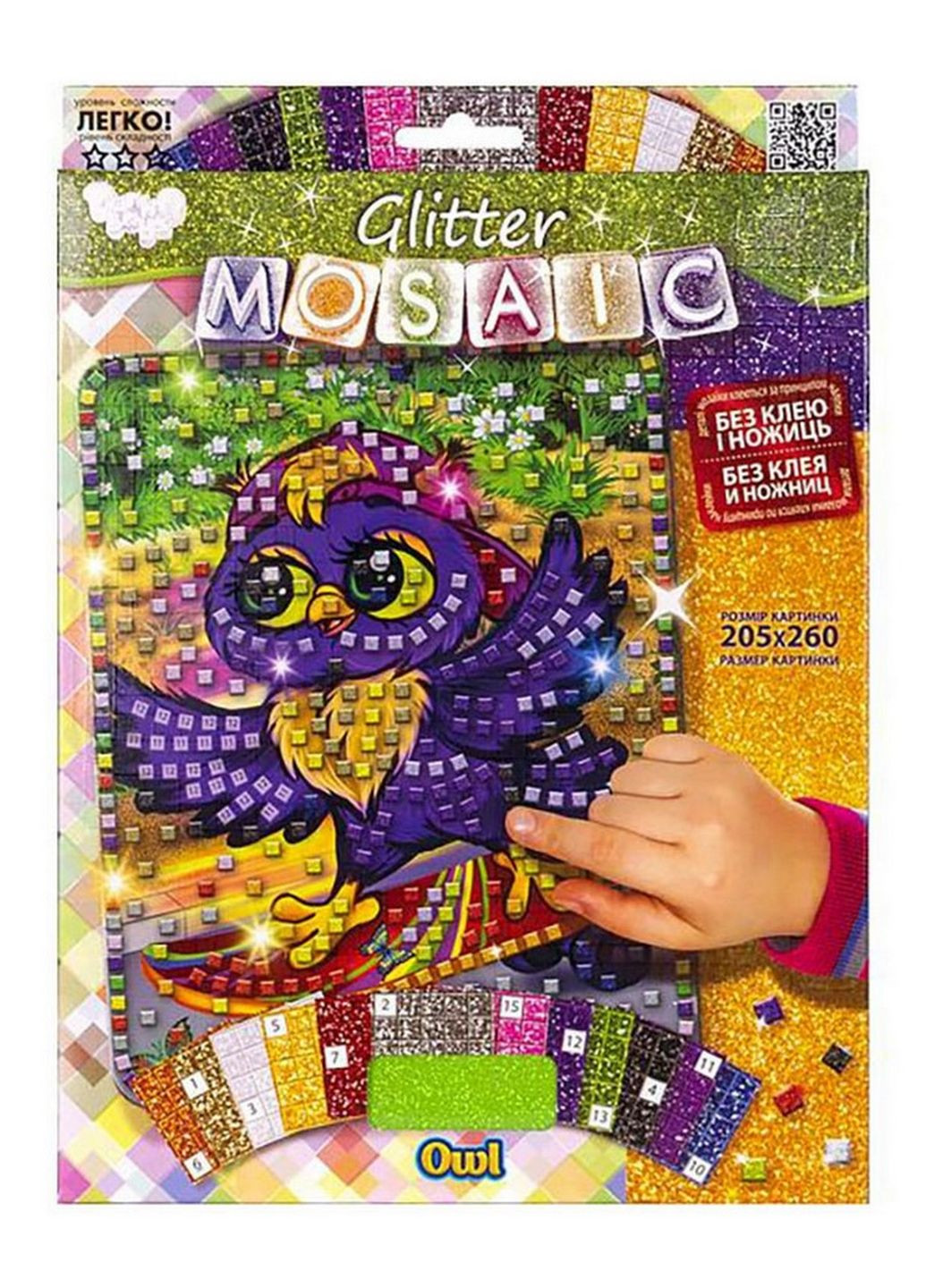 Креативна творчість "Glitter Mosaic Owl" БМ-03-04 блискуча мозаїка Danko Toys (277752856)