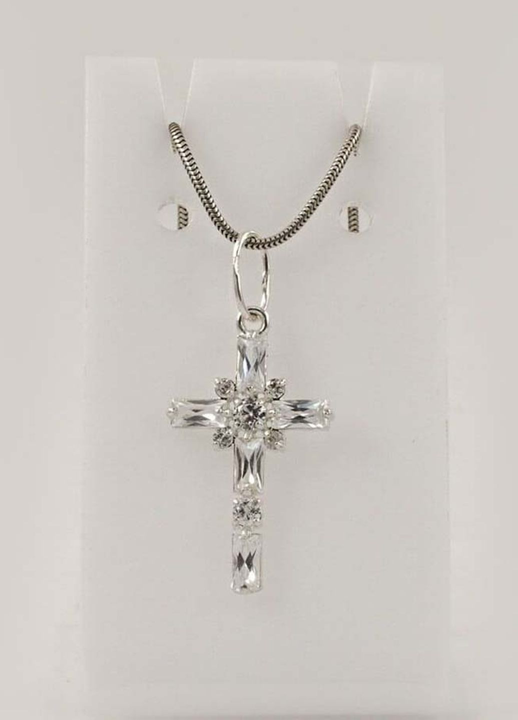 Хрест із прямокутним камінням 8116 Maxi Silver (277757045)