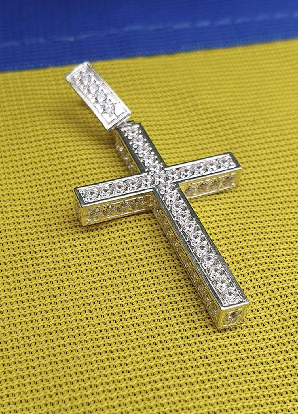 Крест полностью в камнях 3598 Maxi Silver (277756706)