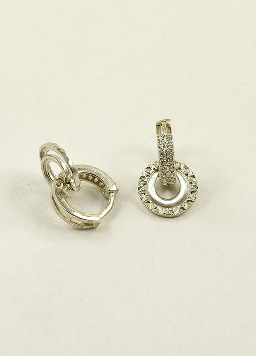 Сережки конго з алмазною гранню 8368 Maxi Silver (277757001)