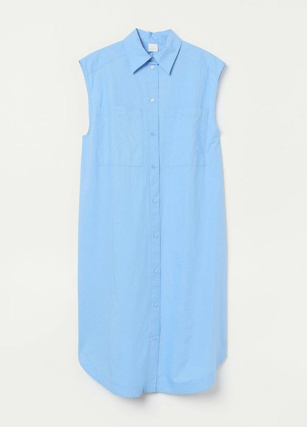 Голубое платье-рубашка H&M однотонное