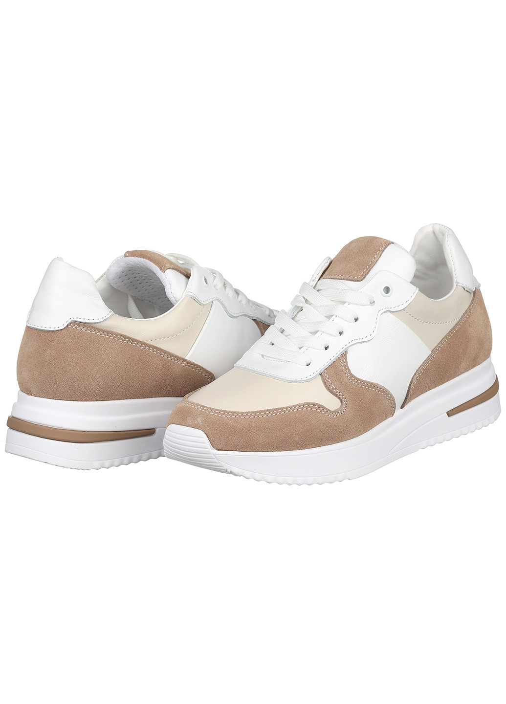 Женские кроссовки из кожи повседневные Best Vak бежевые демисезоны (277756507)