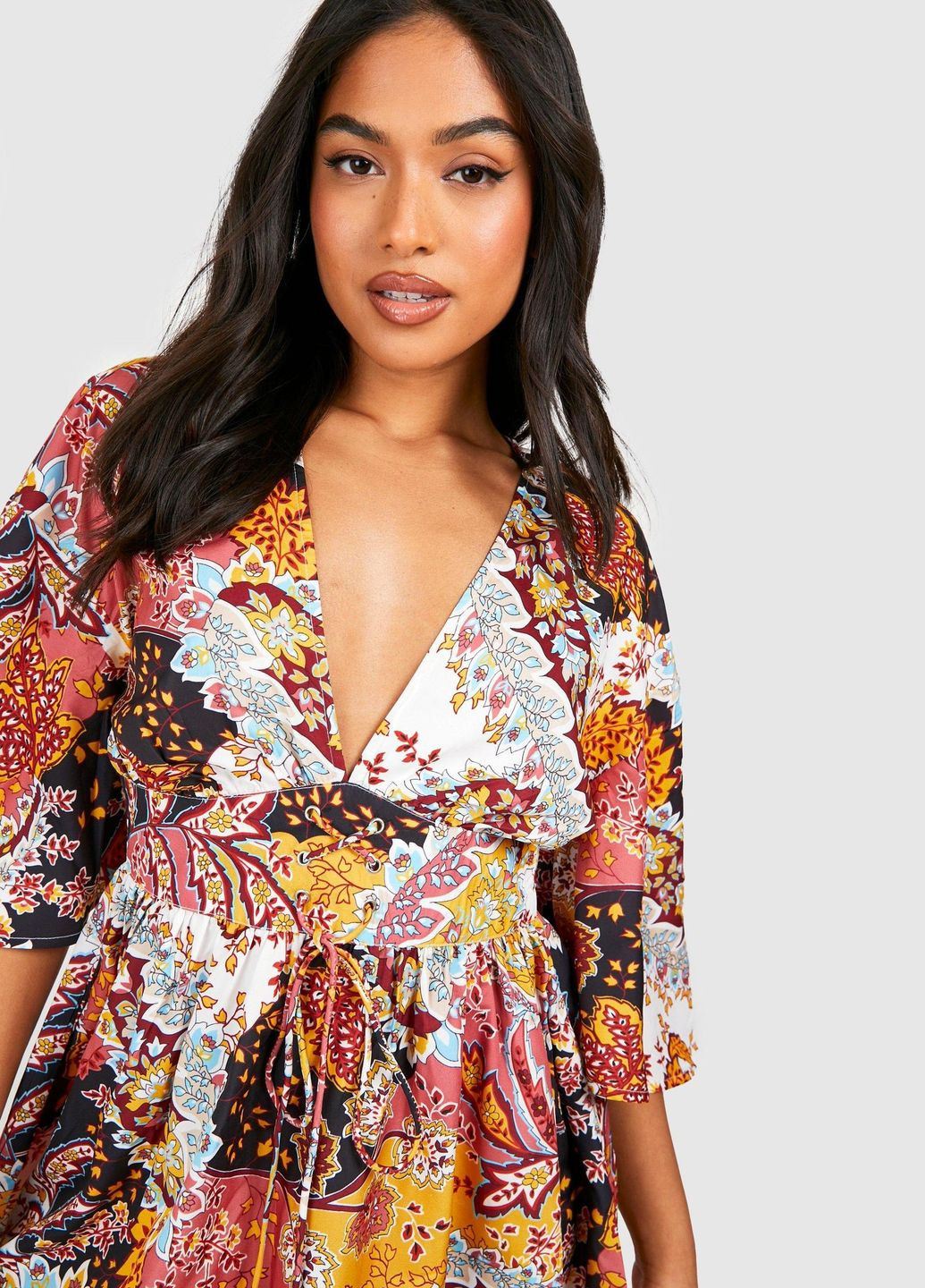 Комбинированное платье Boohoo