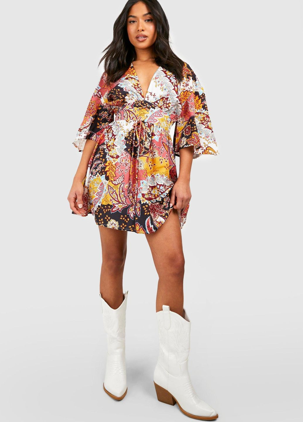 Комбинированное платье Boohoo