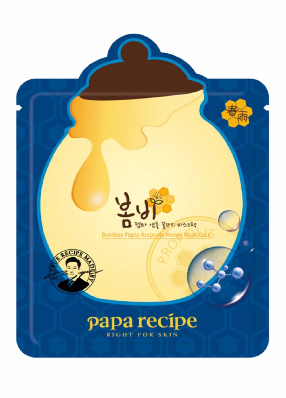 Увлажняющая тканевая маска с пептидами и экстрактом меда Bombee Pepta Ampoule Honey Mask 25 g Papa Recipe (277812822)