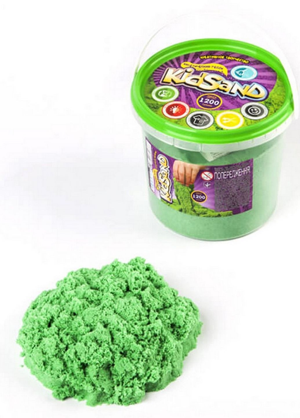 Набір креативної творчості "Кінетичний пісок "KidSand" KS-01-04, 1200 гр Зелений Danko Toys (277941429)