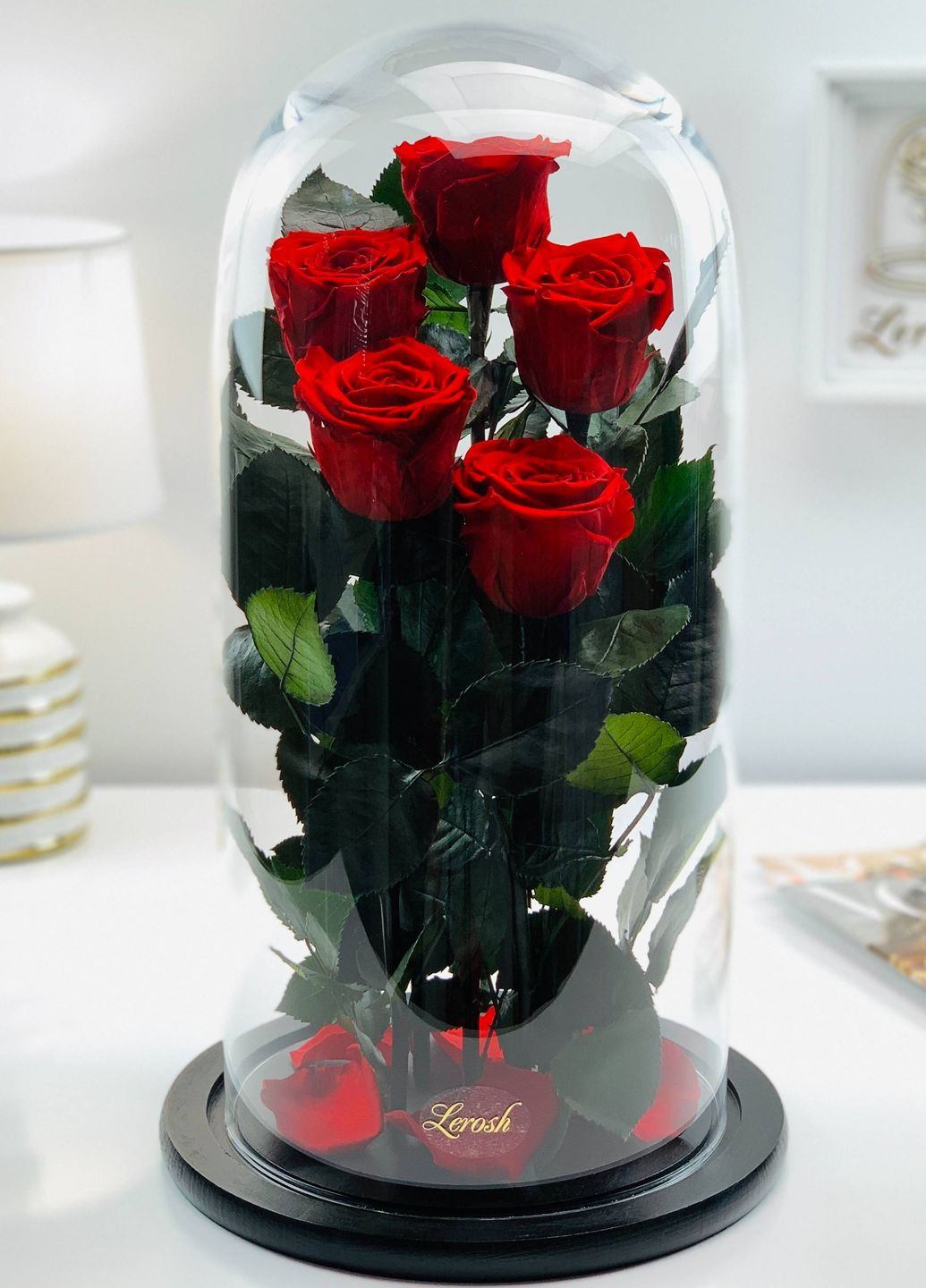 Букет п'ять червоних троянд у колбі - Elite Classic 43 см LEROSH (278019959)
