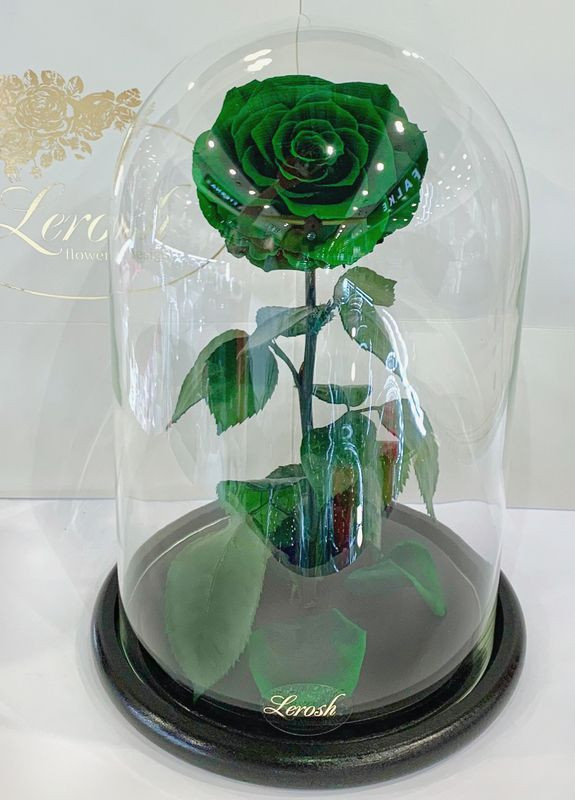 Зелена троянда в колбі - Lux 33 см LEROSH (278019977)