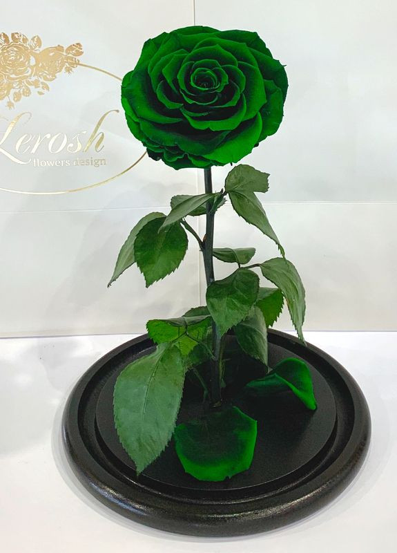 Зелена троянда в колбі - Lux 33 см LEROSH (278019977)