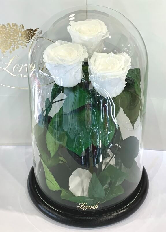 Букет три білі троянди в колбі - Grand 33 см LEROSH (278020046)