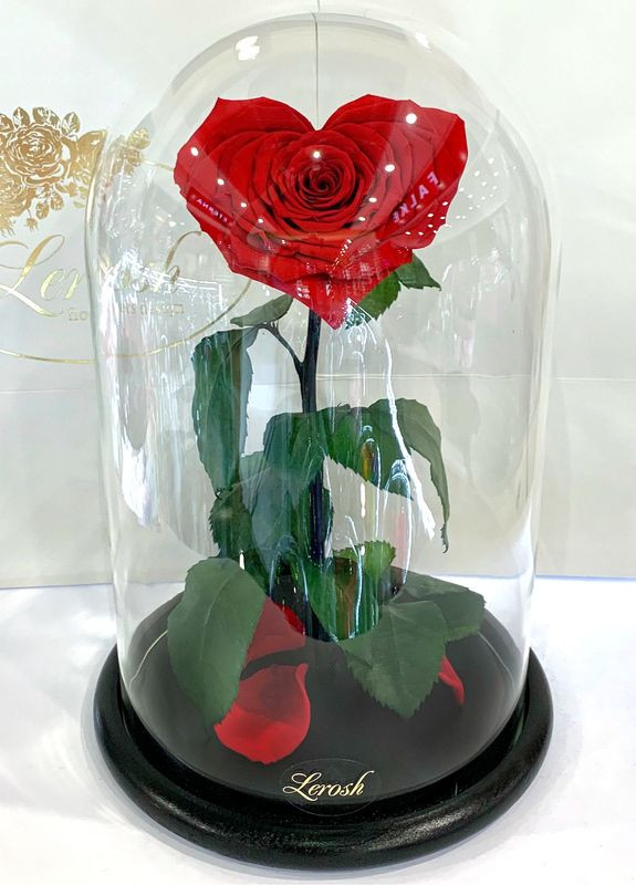 Червона троянда в колбі Серце - Lux 33 см LEROSH (278019971)