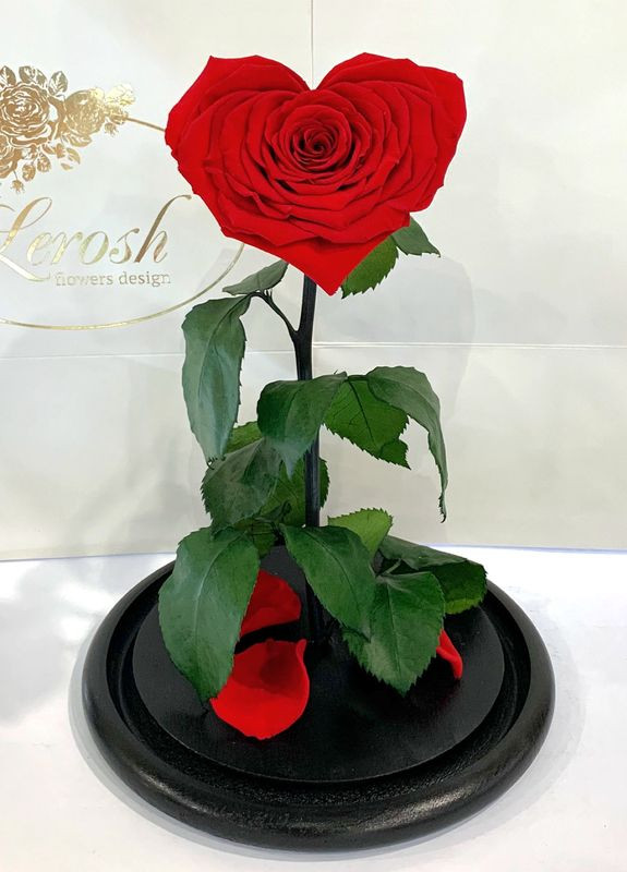 Червона троянда в колбі Серце - Lux 33 см LEROSH (278019971)